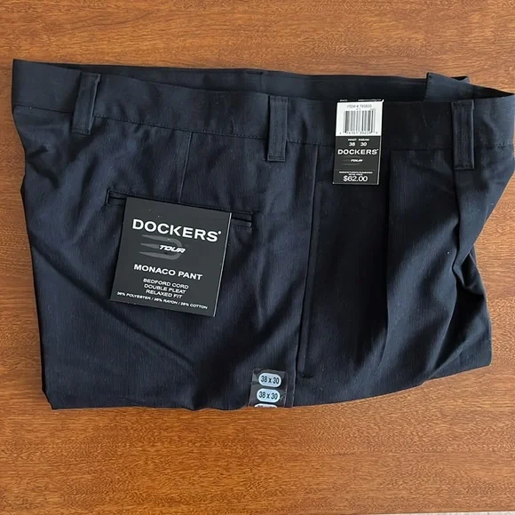 TWO Dockers Tour Monaco Pant Bedford Cord Double Pleat Relaxed Fit, 38x30 - Picture 2 of 4